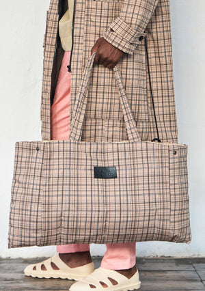PLAID QUILTED MAXI BAG
