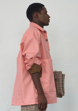 PINK OVERSHIRT WITH QUILTED POCKETS